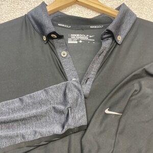 Nike‎ Golf Tour Performance Dri-Fit Full Sleeve Black Polo Shirt Size Large